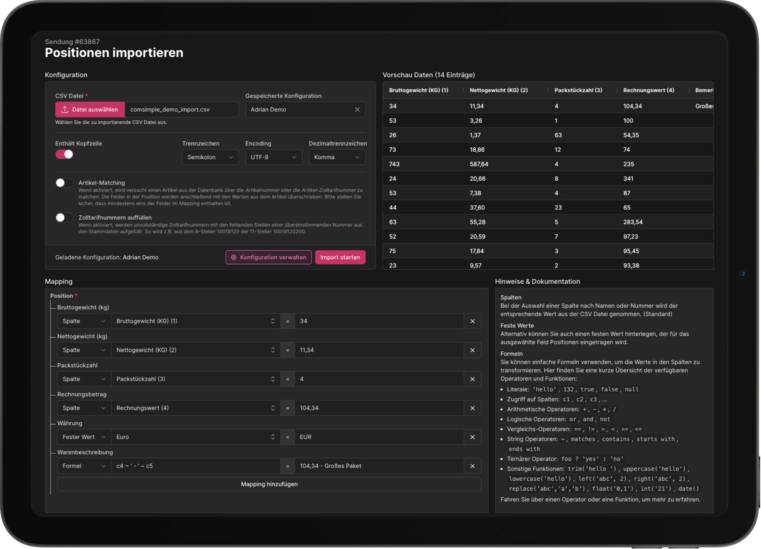 CSV Import
